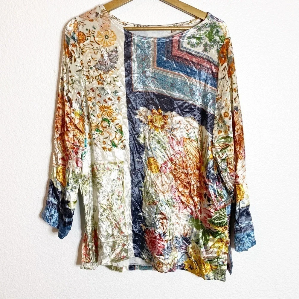 Soft Surroundings- Ashbury Floral Velvet Tunic- PL